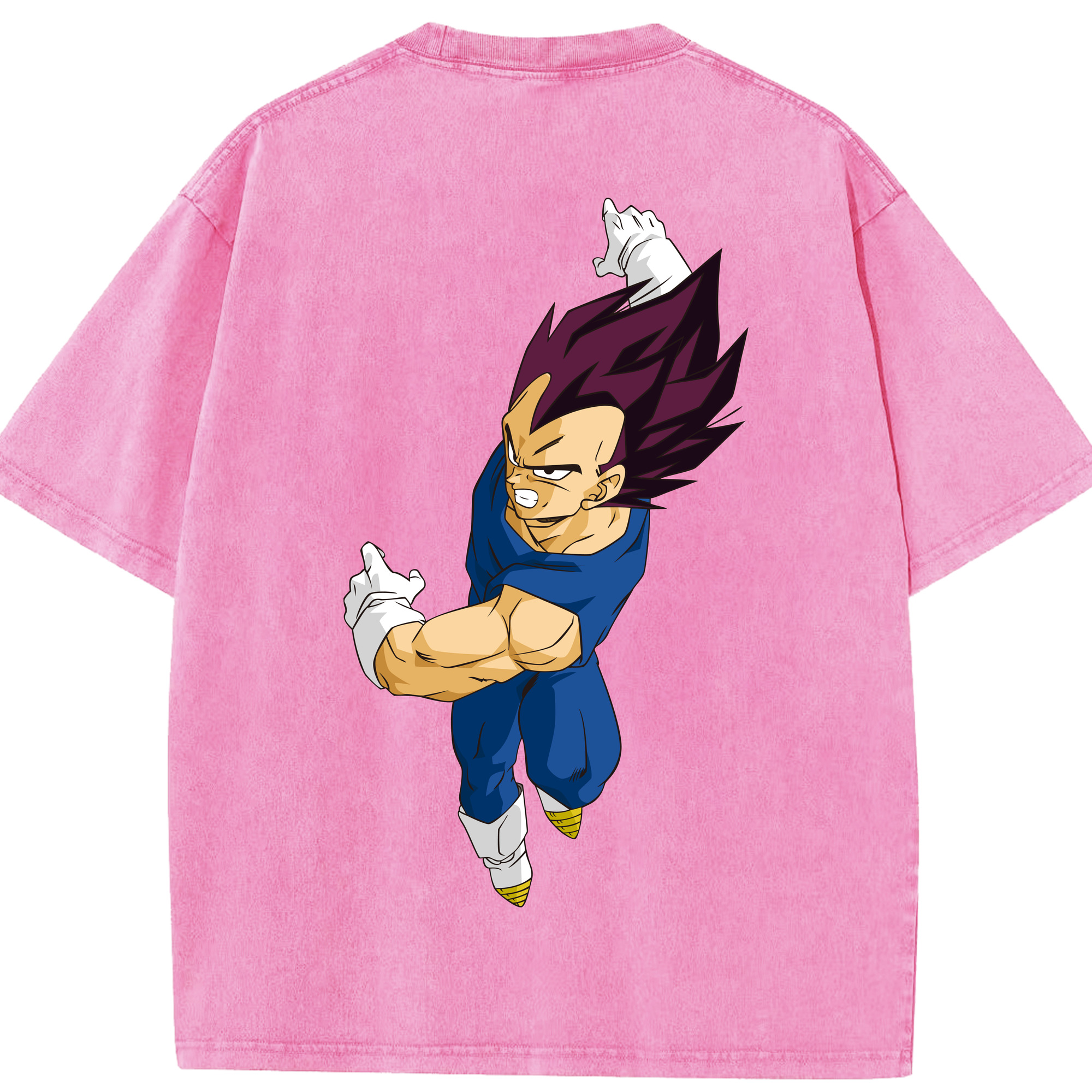 （画像用） ドラゴンボール ベジータ四世（Bejīta Yonsei）DRAGON BALL Vegeta IV 綿100% ヴィンテージ風 半袖Tシャツ（背面プリント）